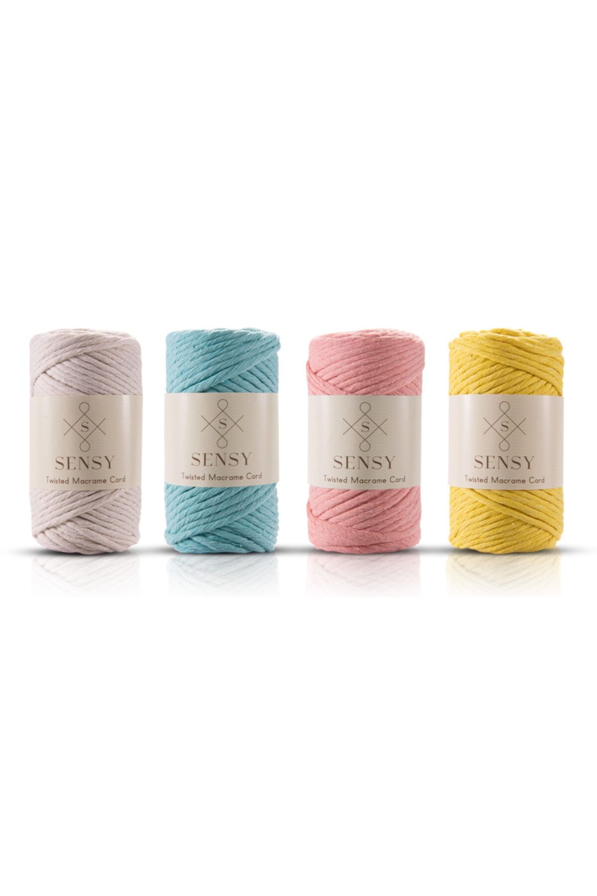 SENSY-Premium Scanned Macrame Hobby Thread Set of 4 Ecru - Mint - Salmon - Light Yellow 1