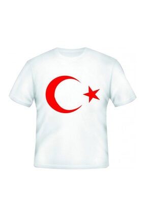 Unisex Beyaz Kırmızı Türk Bayrağı Tişört B-K-BYRK