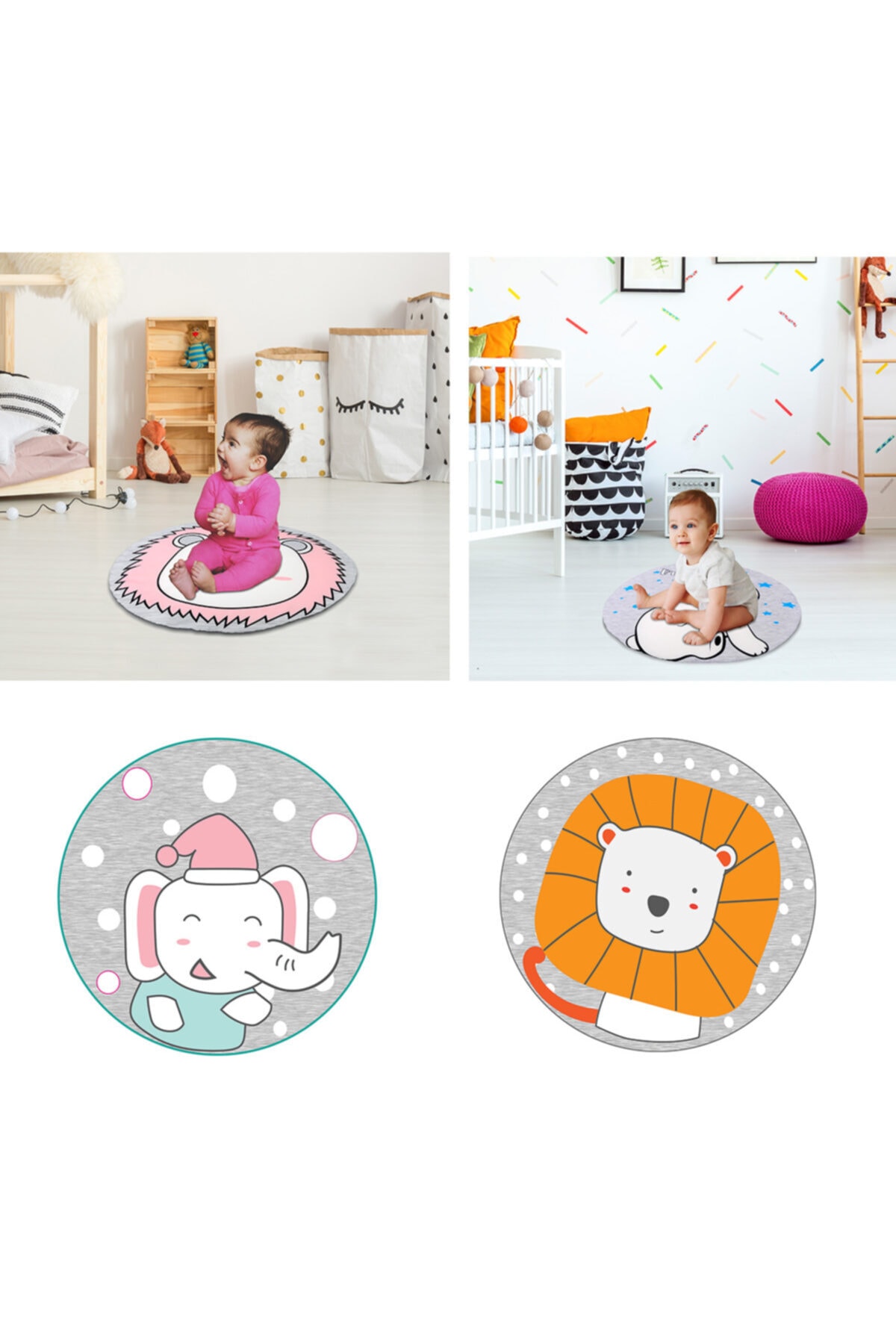 SafeMom Bebek Çocuk Oyun Matı Oyun Halısı Elyaf Dolgulu 90x90 Cm - Little Bear fotoğrafı 2 (önizleme)