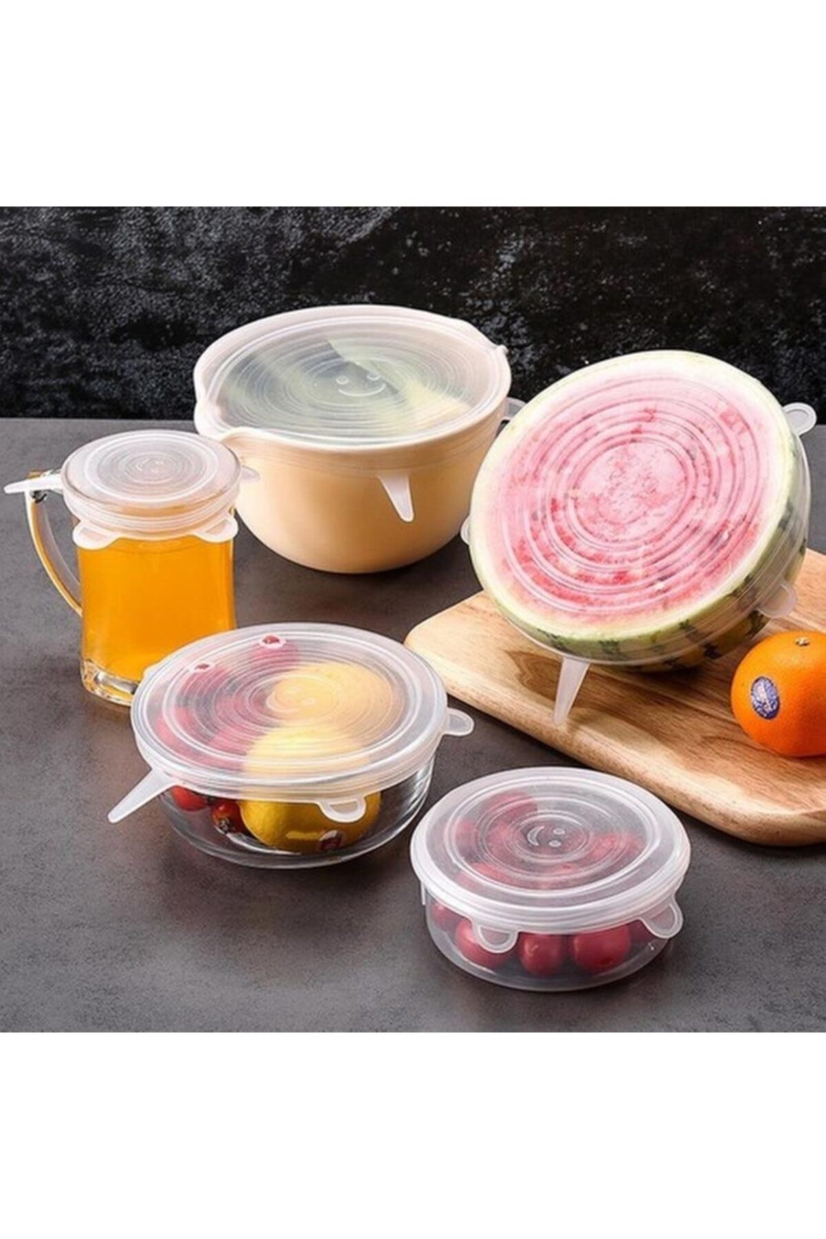 Freshness Preserving Storage Container Lid 6pcs Silicone Stretch Lid Ruby