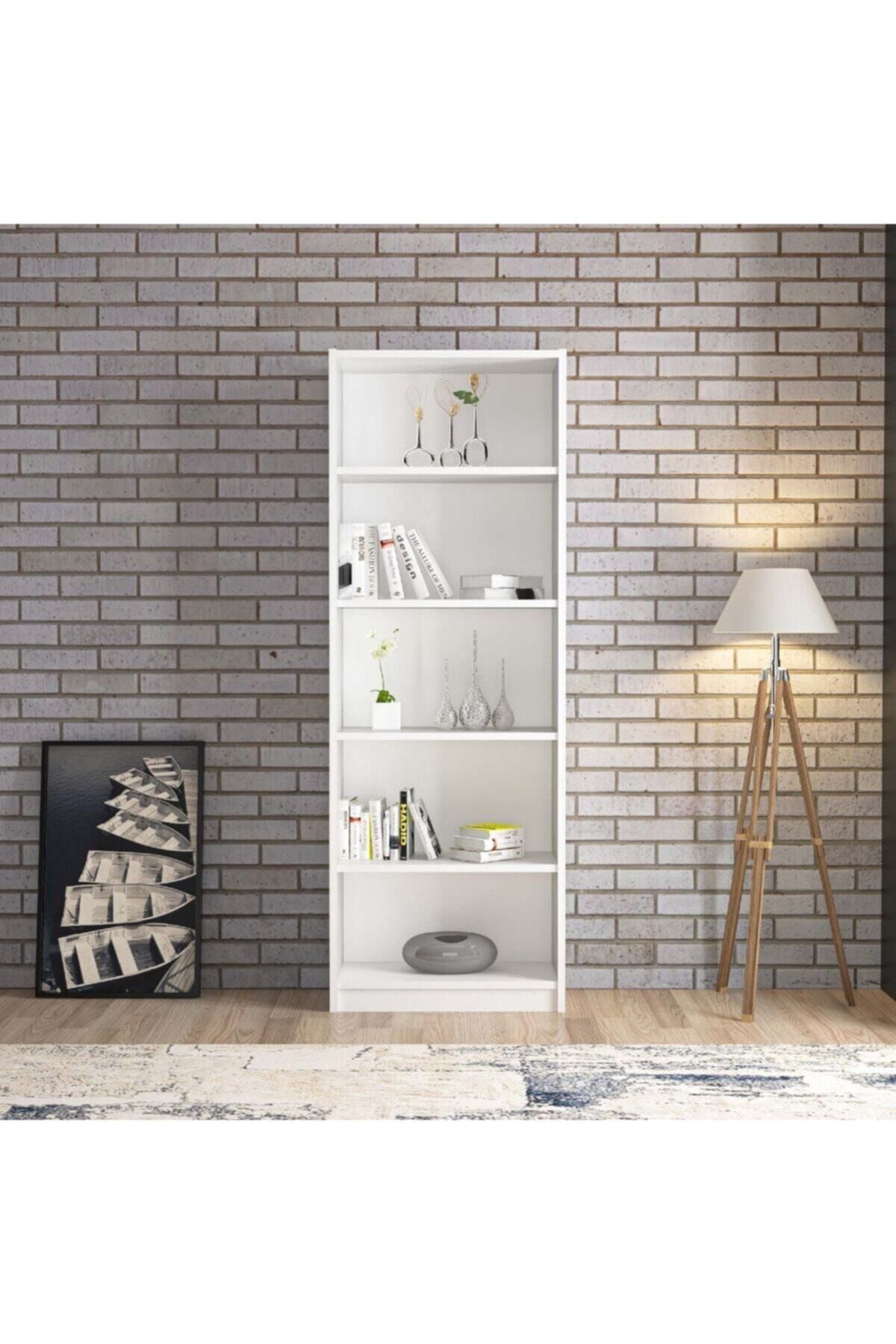 zerkaconcept Sema Tamamı Mdf 5 Raflı Kitaplık Çok Amaçlı Raf Ünitesi