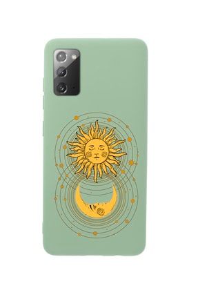 Samsung Note 20 Moon And Sun Premium Silikonlu Yeşil Telefon Kılıfı MCSAMN20LMAS