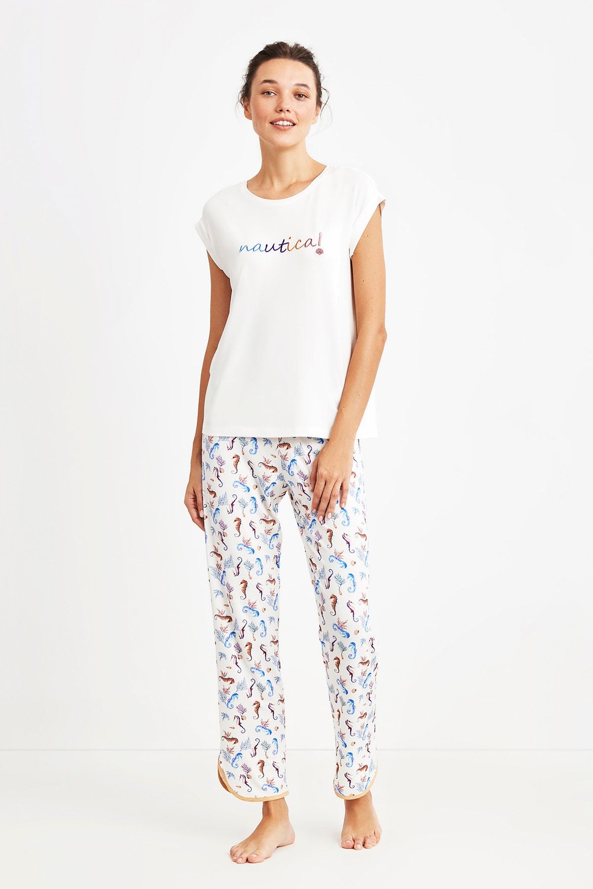 Nautica Pajama Set White Trendyol