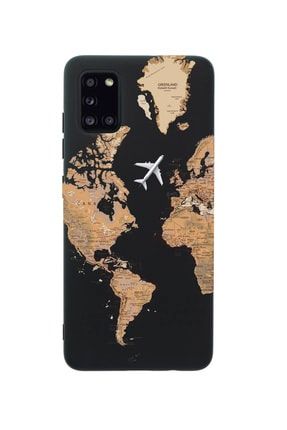Samsung A31 Harita Desenli Premium Silikonlu Siyah Telefon Kılıfı MCSAMA31LDH