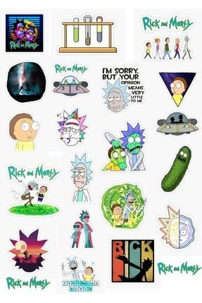Rick And Morty 22'li Özel Tasarım Premium Sticker Seti - Telefon Ve Bilgisayar Yüzeylerine Uygun rickpremiumsticker