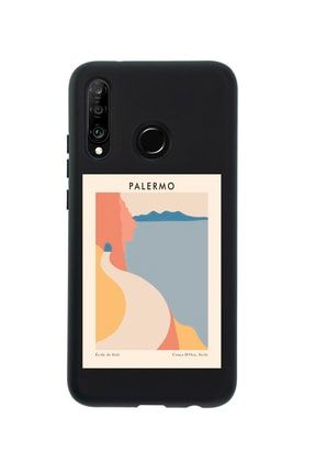 Huawei P30 Lite Palermo Premium Silikonlu Siyah Telefon Kılıfı MCHP30LPLR