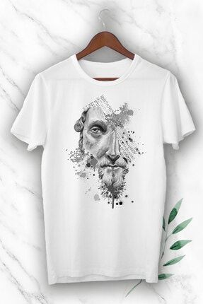 Unısex Beyaz Roma Imparatoru Filozof Marcus Aurelius Baskılı Tişört GNC 72