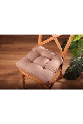Lüx Pofidik Kahve Sandalye Minderi Özel Lüx Dikişli Bağcıklı 40x40cm 70001