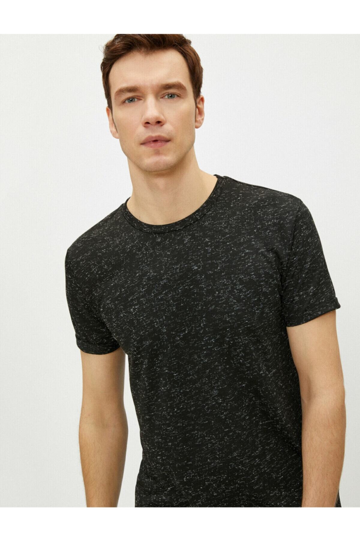 تیشرت مردانه مشکی کوتون | 1YAM12010OK اورجینال - تصویر 2