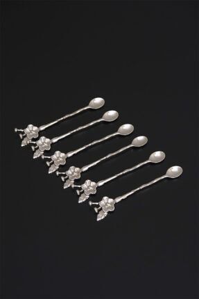 6 Kişilik Lüx Çay Kaşığı Gümüş Japon Gülü PLT0494