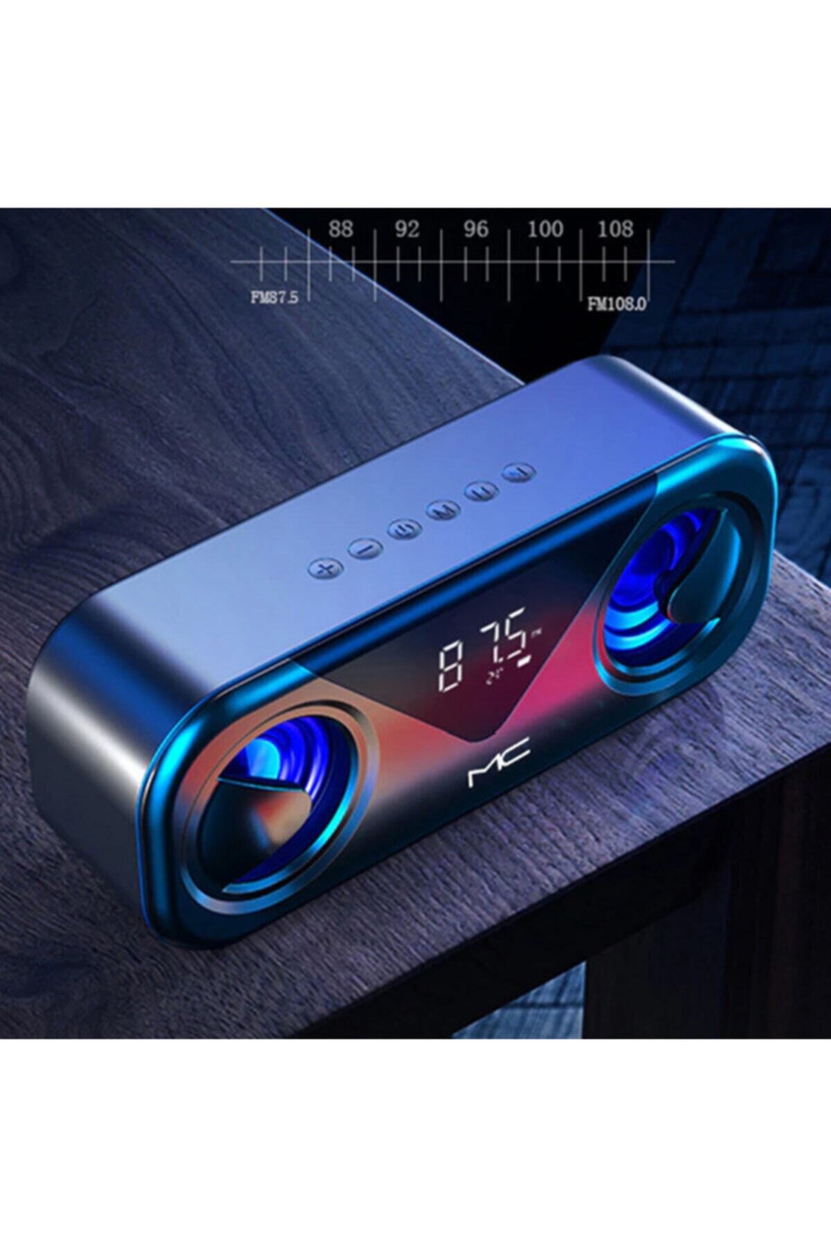 Dijital Bluetooth Hoparlör Led Masa Saati Mc H9 2