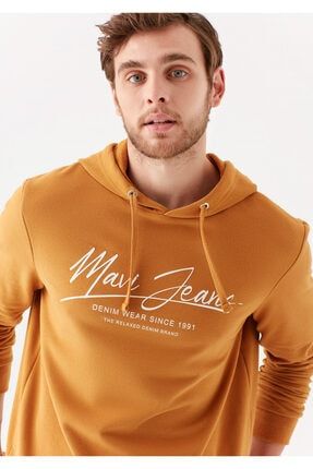 mavi logolu kapusonlu kiremit sweatshirt fiyati yorumlari trendyol