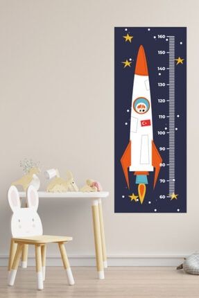 Uzay Roketi Figürlü Boy Ölçme Cetveli Duvar Sticker assticker0018