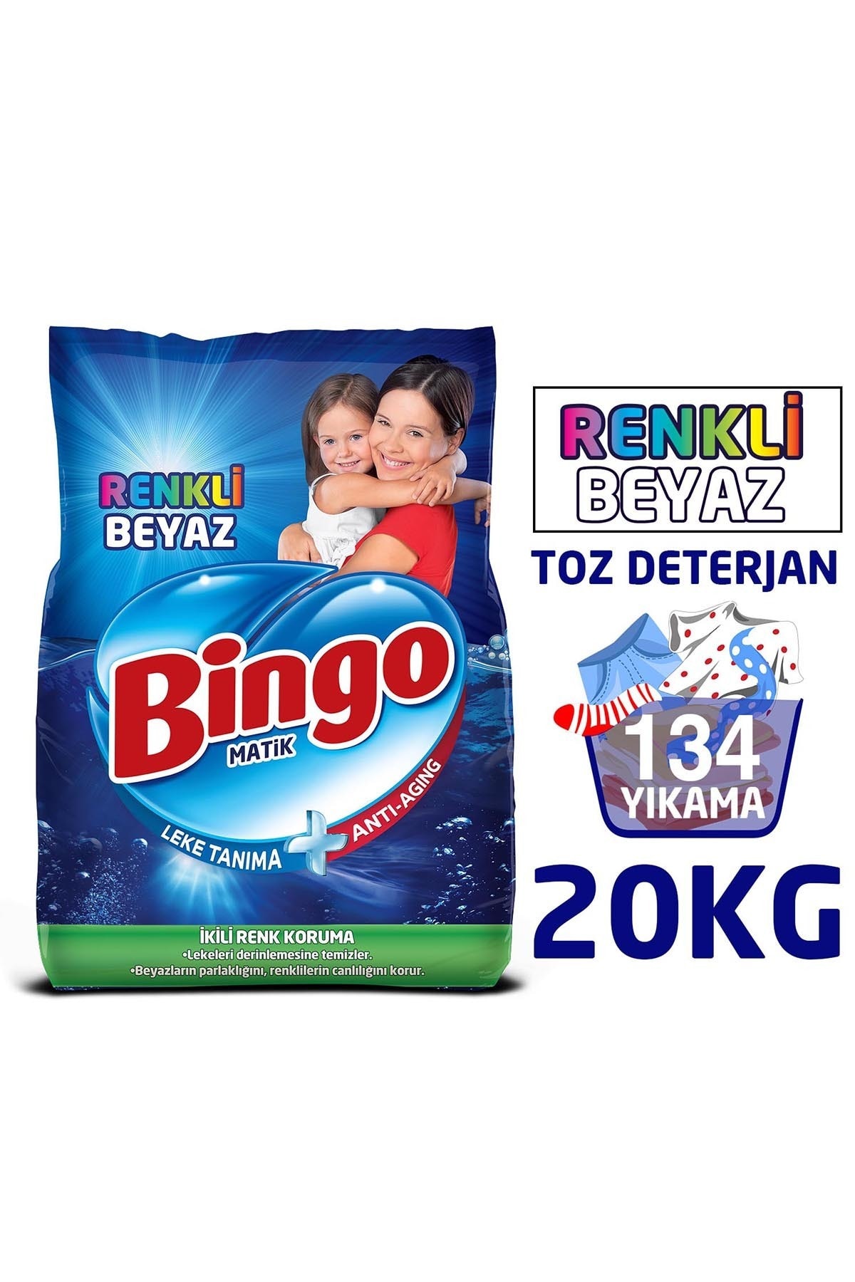 Bingo Matik Toz Çamaşır Deterjanı Renkli & Beyaz 10 Kg 2'li 2000000903