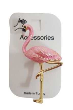 Morzahome Sedefli Flamingo Broş 6cmx3cm-pembe AMH0263ape