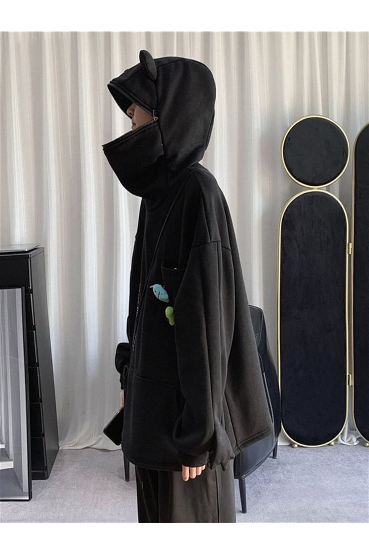 Planet Butik Frog Hoodie Black Trendyol