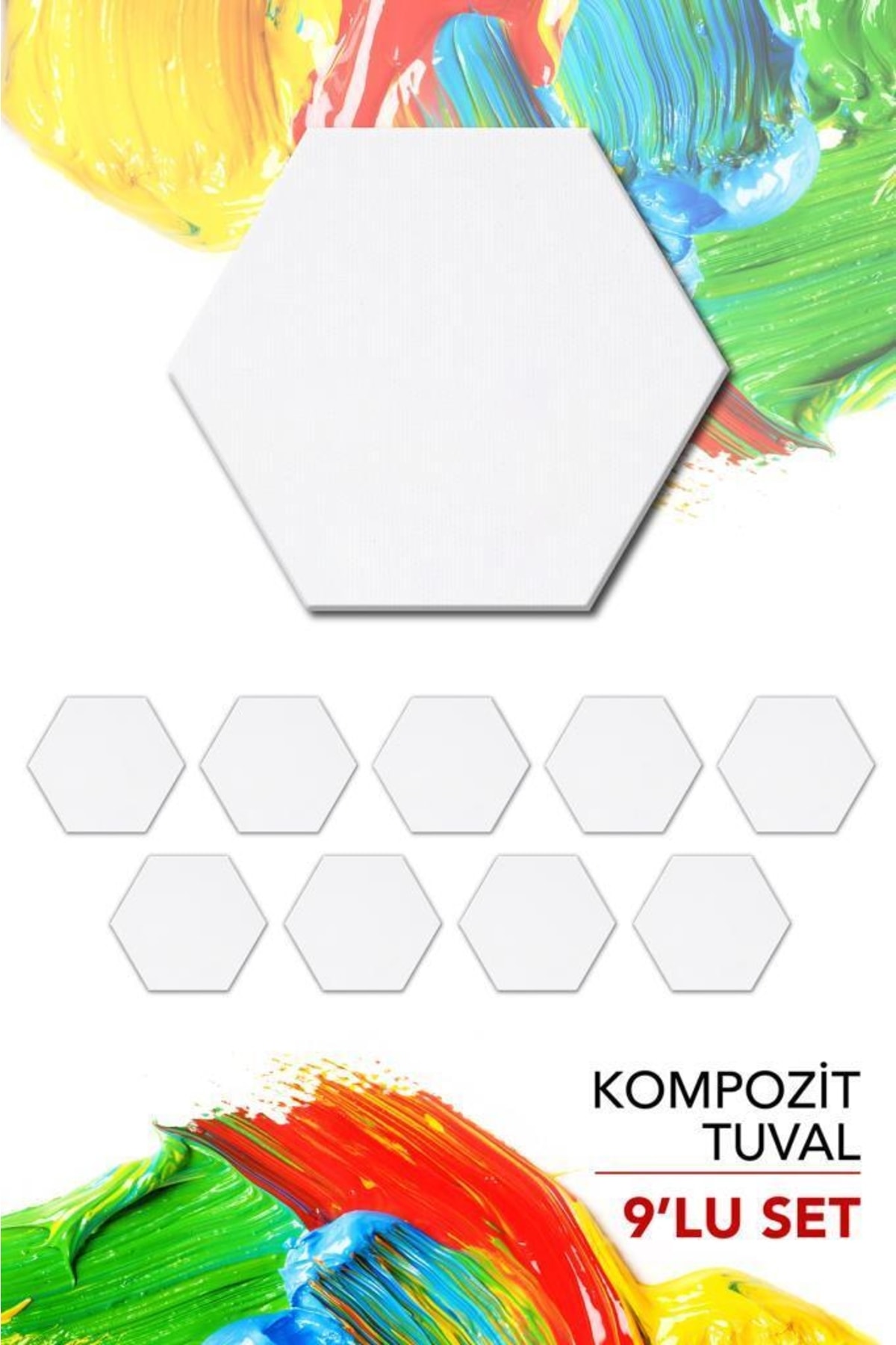 Artebella 30x35 Cm Pres Kompozit Altıgen Tuval 9'lu Set