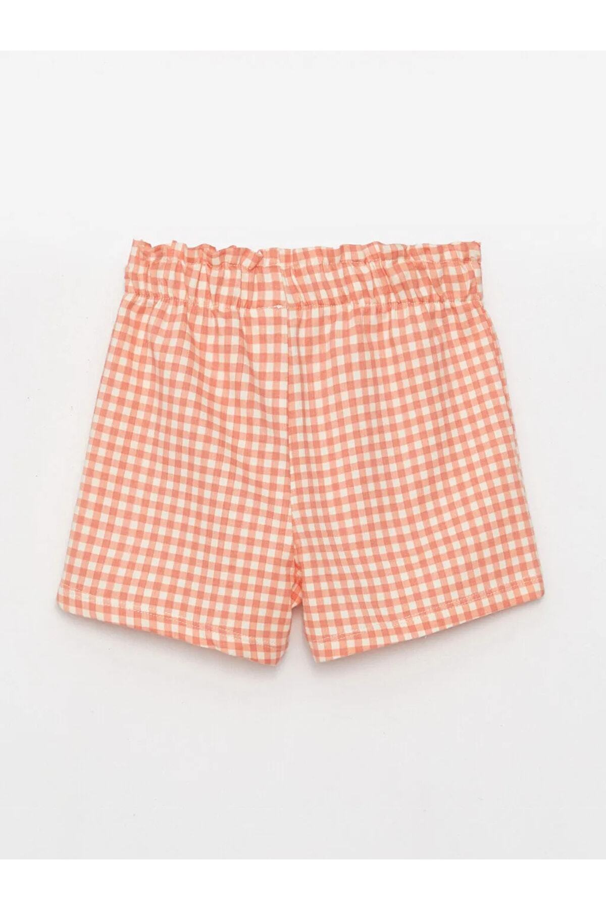 LC Waikiki-Pantaloni scurți pentru fetiță, cu model în carouri, cu talie elastică Lcw 1