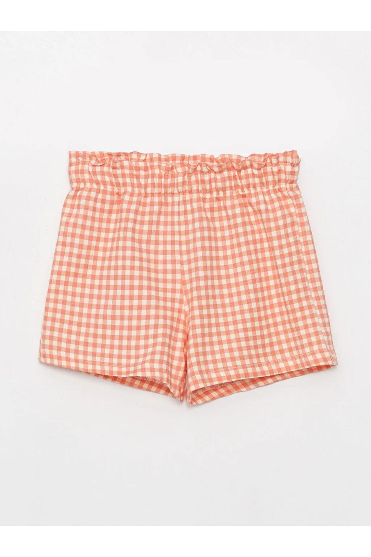 LC Waikiki-Pantaloni scurți pentru fetiță, cu model în carouri, cu talie elastică Lcw 2