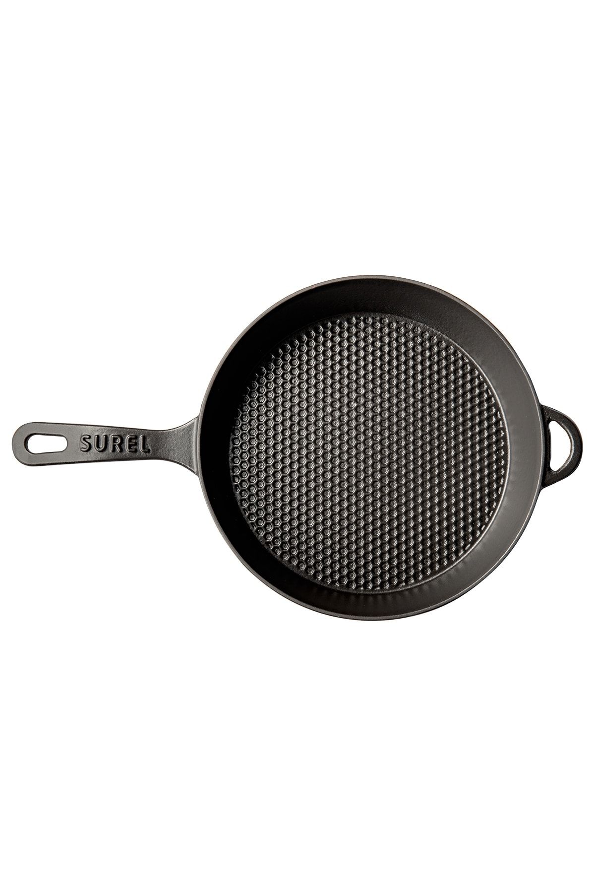 Siyah Yuvarlak Cam Kapaklı Döküm Tava 28 Cm