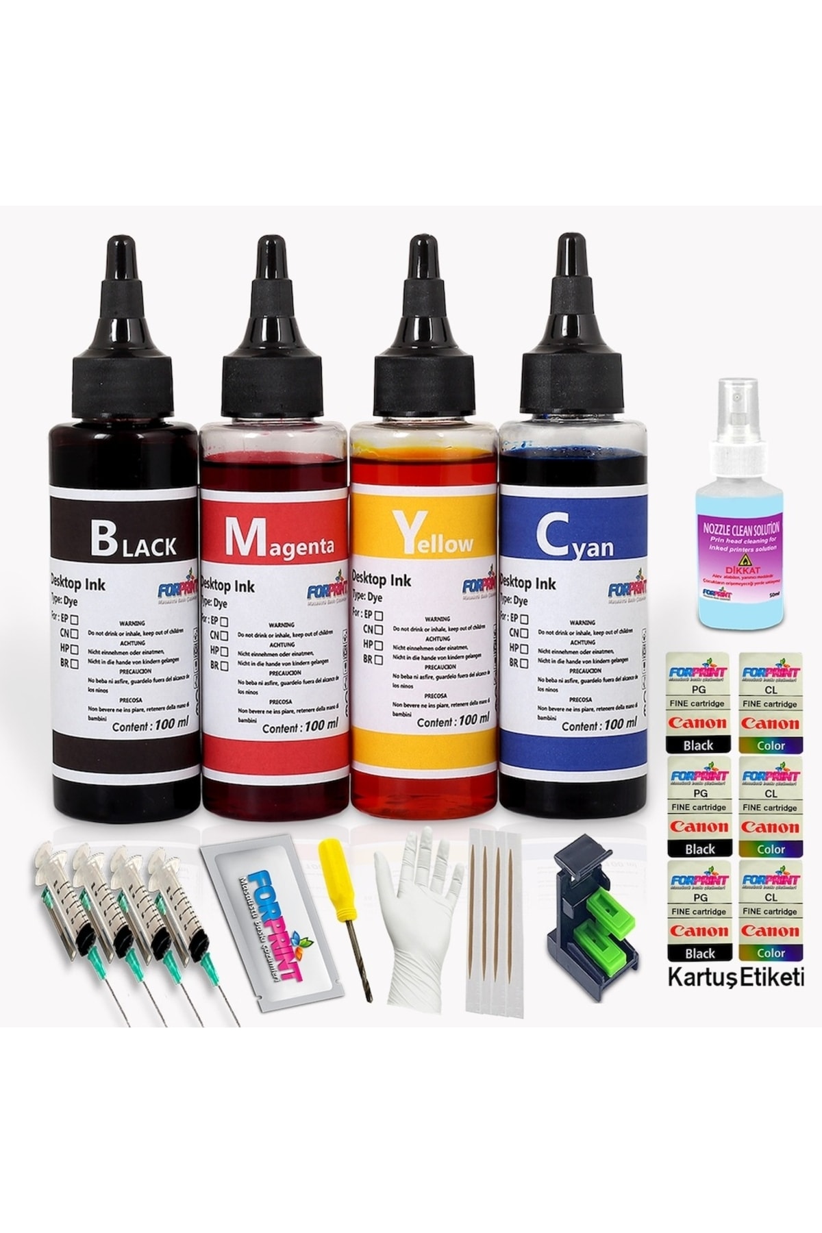 FORPRİNT Pg-37, Cl-38 Kartuş Uyumlu Dolum Seti 4x100ml