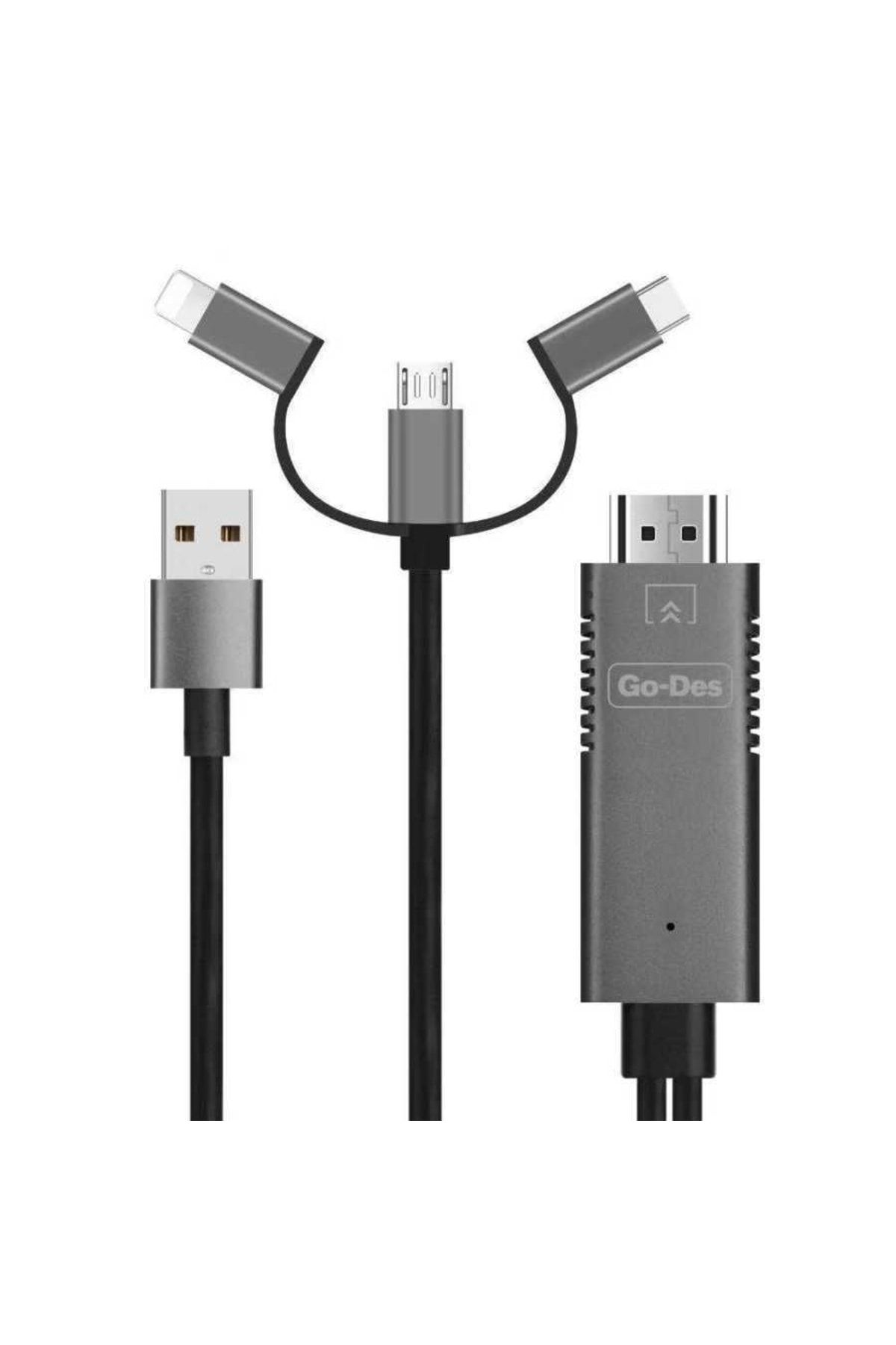 3-in-1 HDMI Cable - Lightning, Type-C, MicroUSB