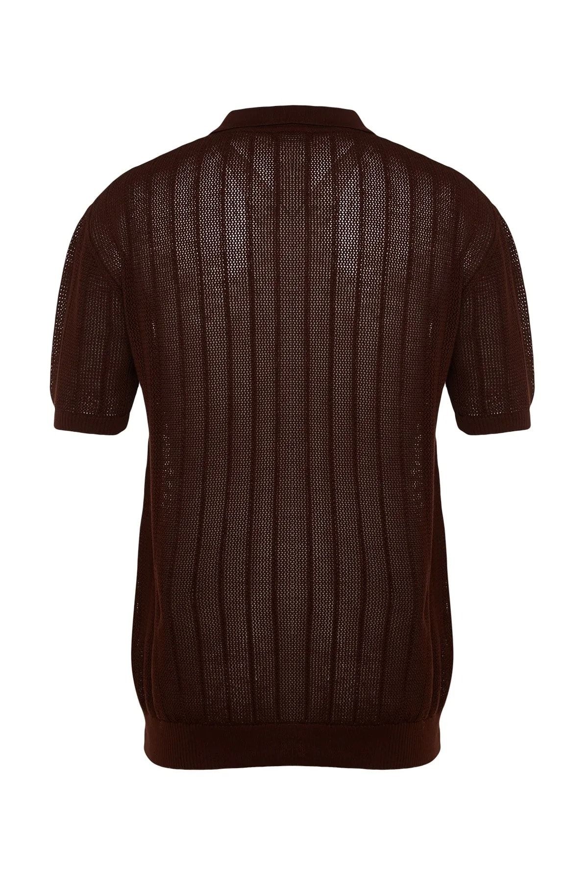 Trendyol Collection-Tricou maro cu gât polo - Potrivire obișnuită, bumbac, mânecă scurtă - TMNSS23PO00024 8