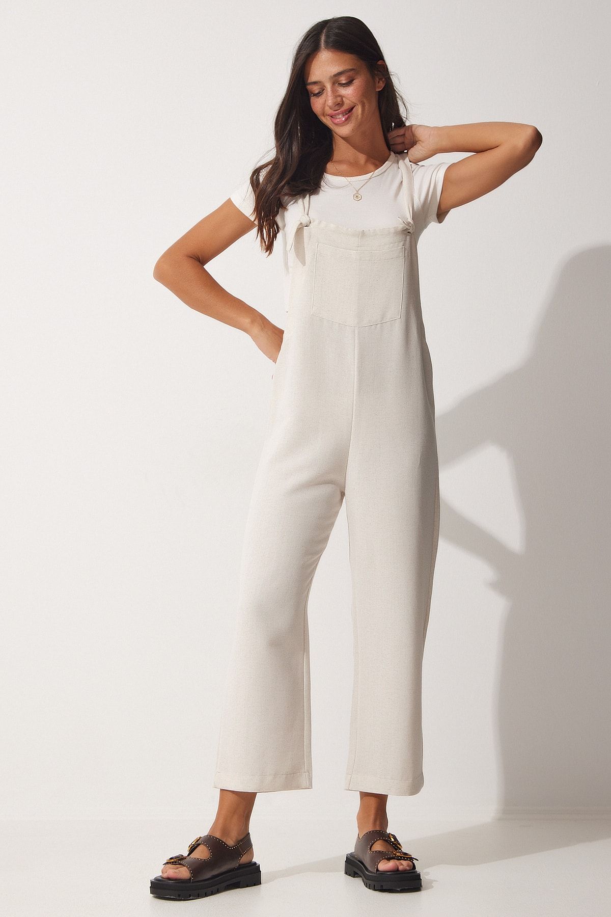 Happiness stanbul Jumpsuit Beige Regular fit Trendyol