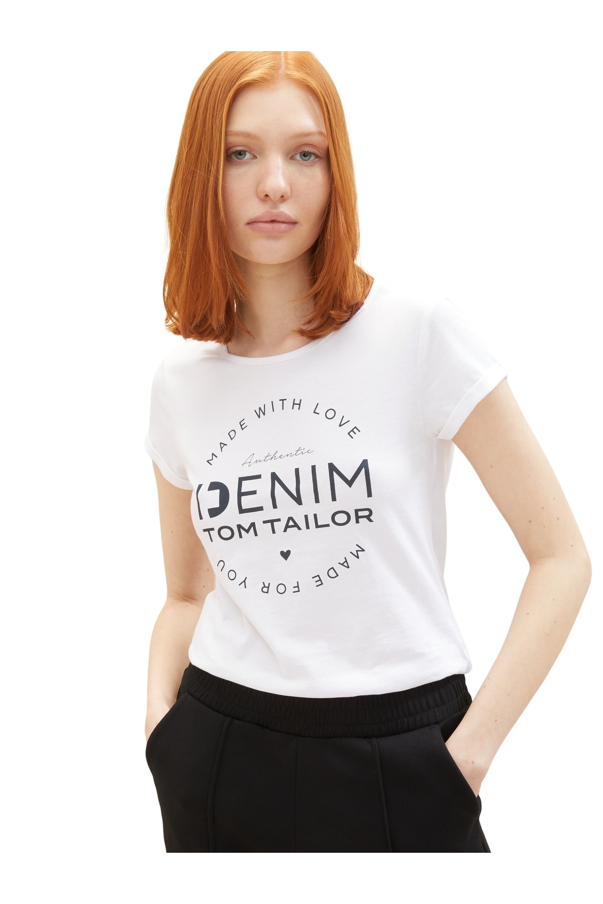 Tom Tailor Denim T-Shirt Weiß Regular Fit Fast ausverkauft