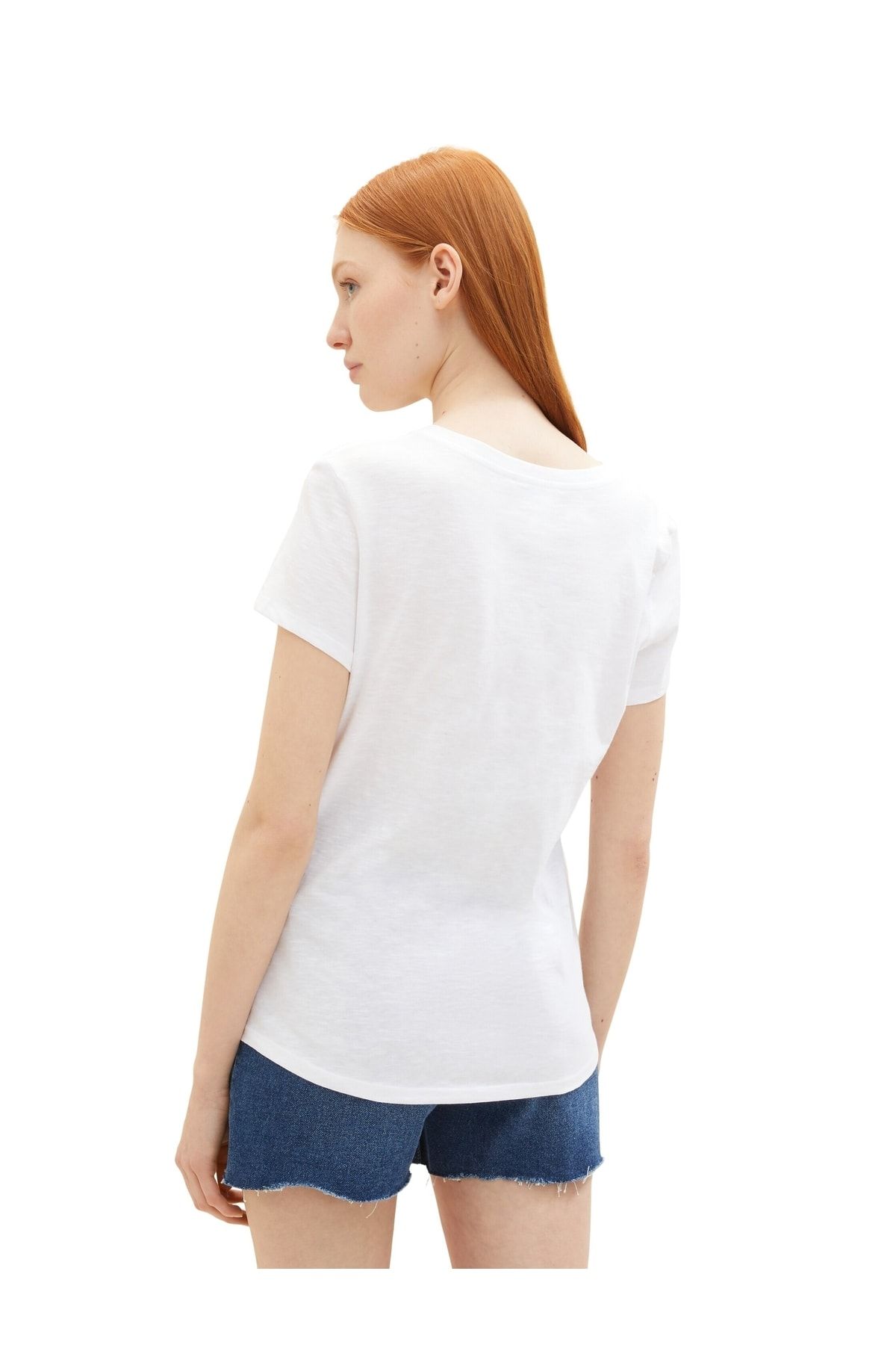 Tom Tailor Denim T-Shirt - White - Regular fit - Trendyol
