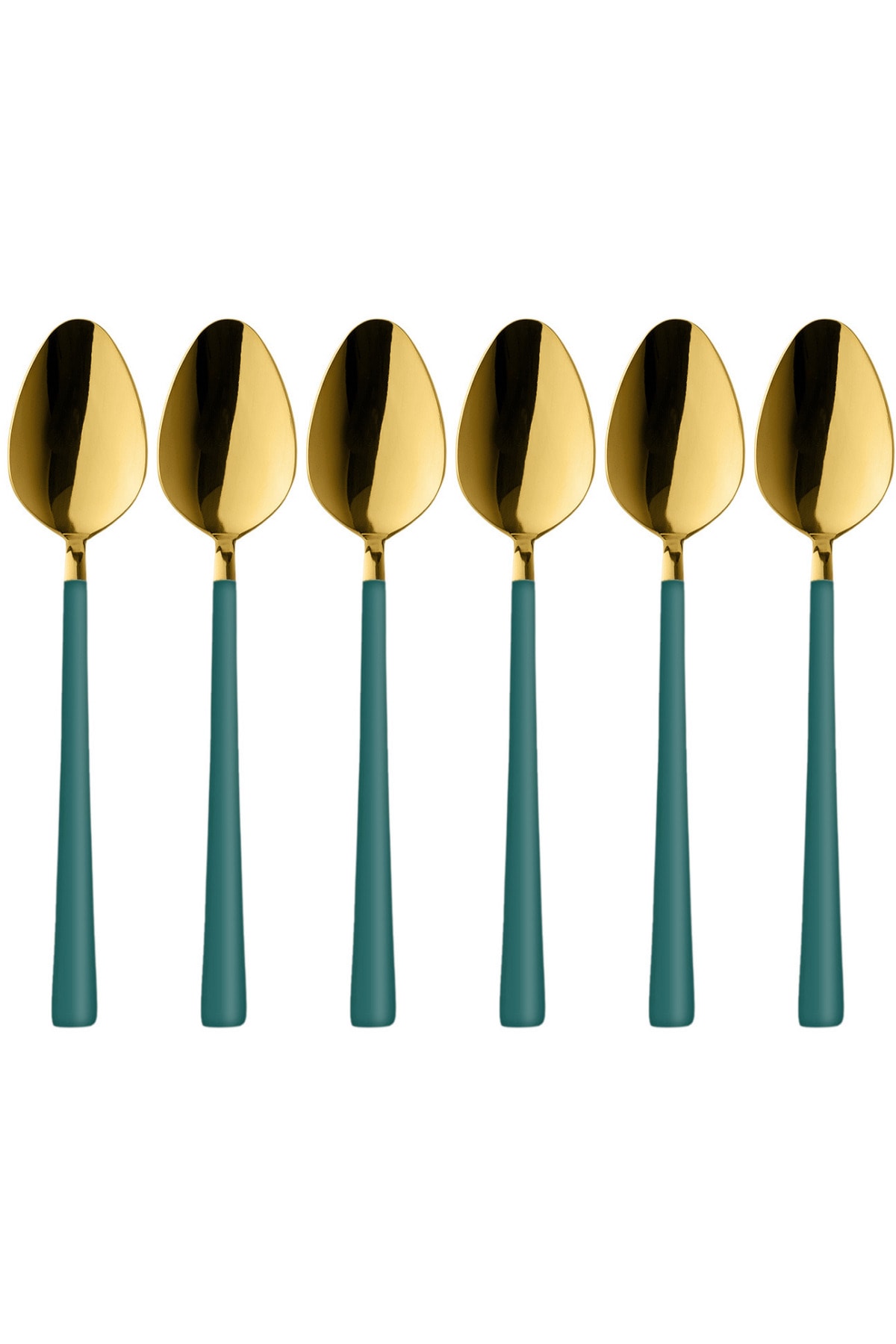 Kitchen Design Lab Parlak Gold Yeşil Tatlı Dondurma Kaşığı 6 Adet