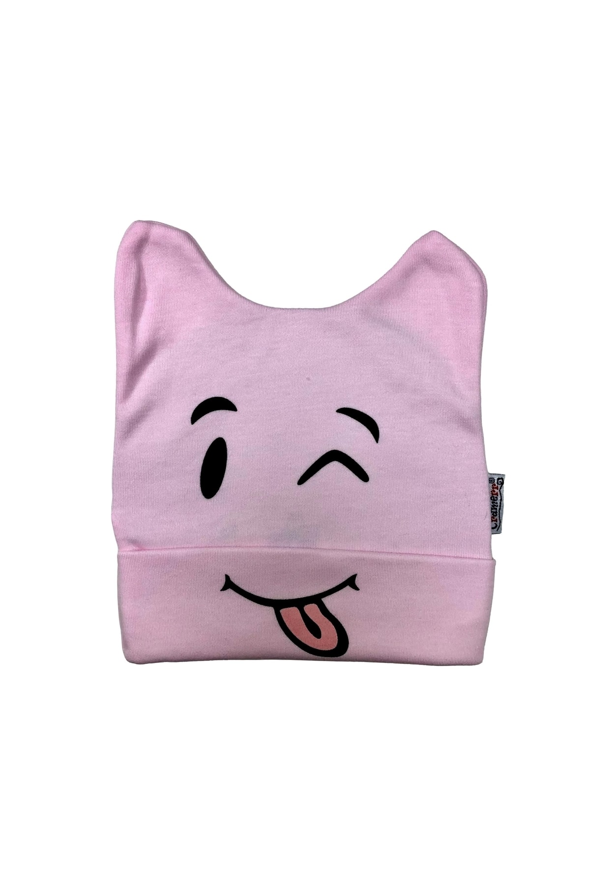 Cotton Combed Cotton Interlock Teasing Face Printed Baby Beanie with Ears (double Layer Front Band)