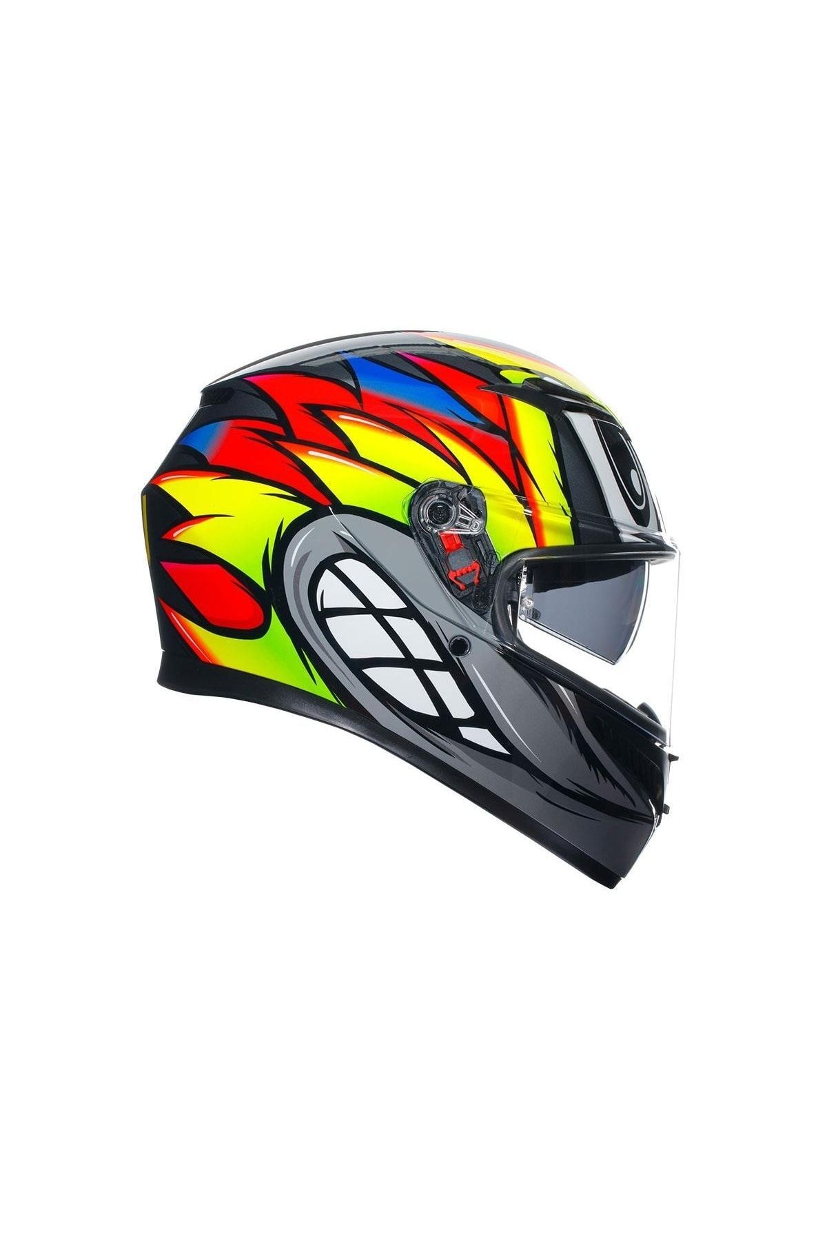 AGV K3 Mplk Birdy 2.0 Gray Yellow Red Biker Helmet - Trendyol