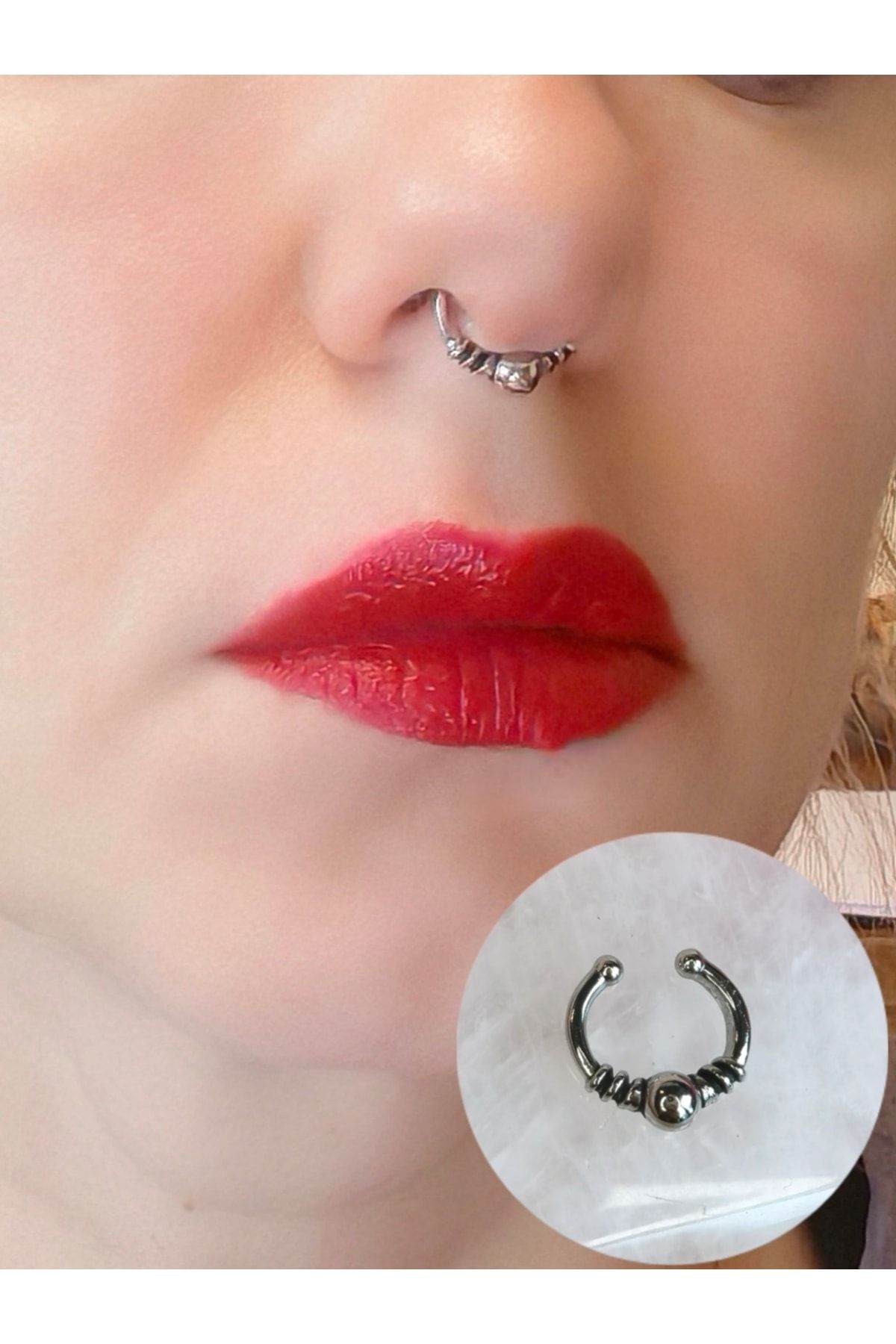 Fake barbell hot sale septum piercing