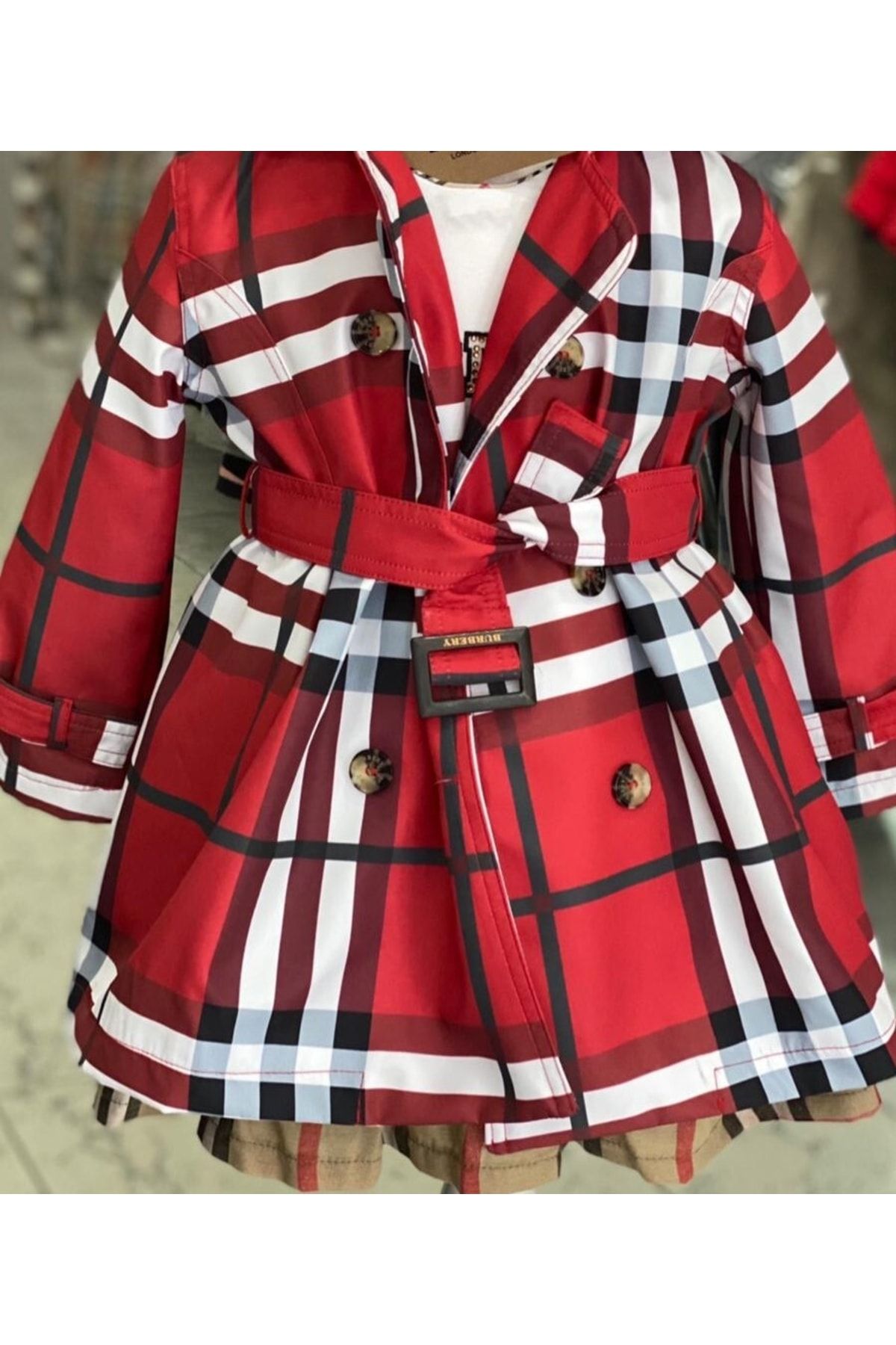 HC Kids Wear Trench Coat Red Trendyol