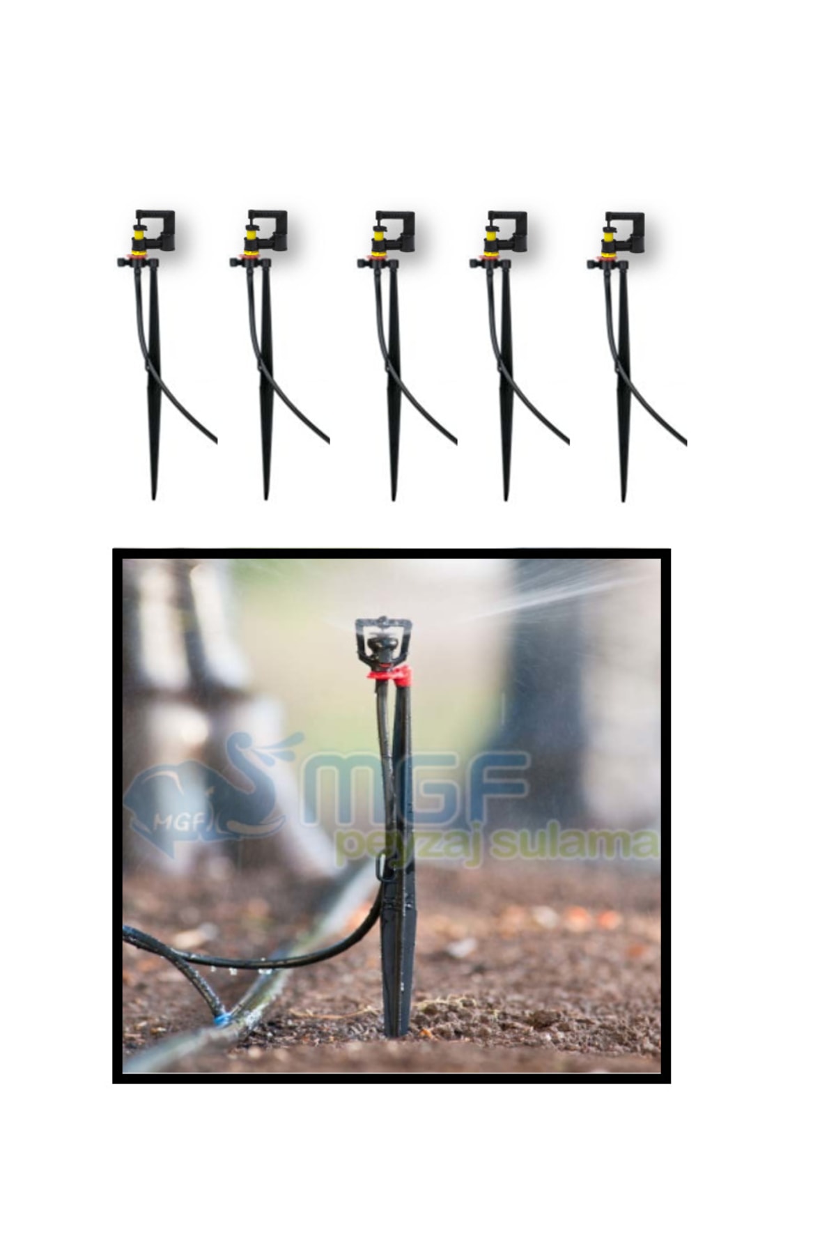 Agro Drip 25lt Pembe 4mt Çap Kazıklı Mini Sprink Yağmurlama Fiskiye Sulama Takımı X 5 Adet 3