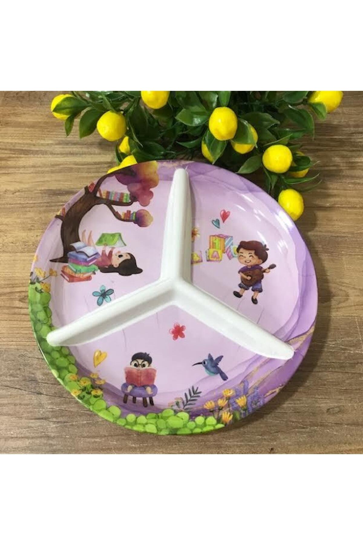 Genel Markalar Melamin Çocuk Figürlü 3 Bölmeli Mama Tabak 23.5cm çap:23.5cm Yuk:2.5cm 267gr
