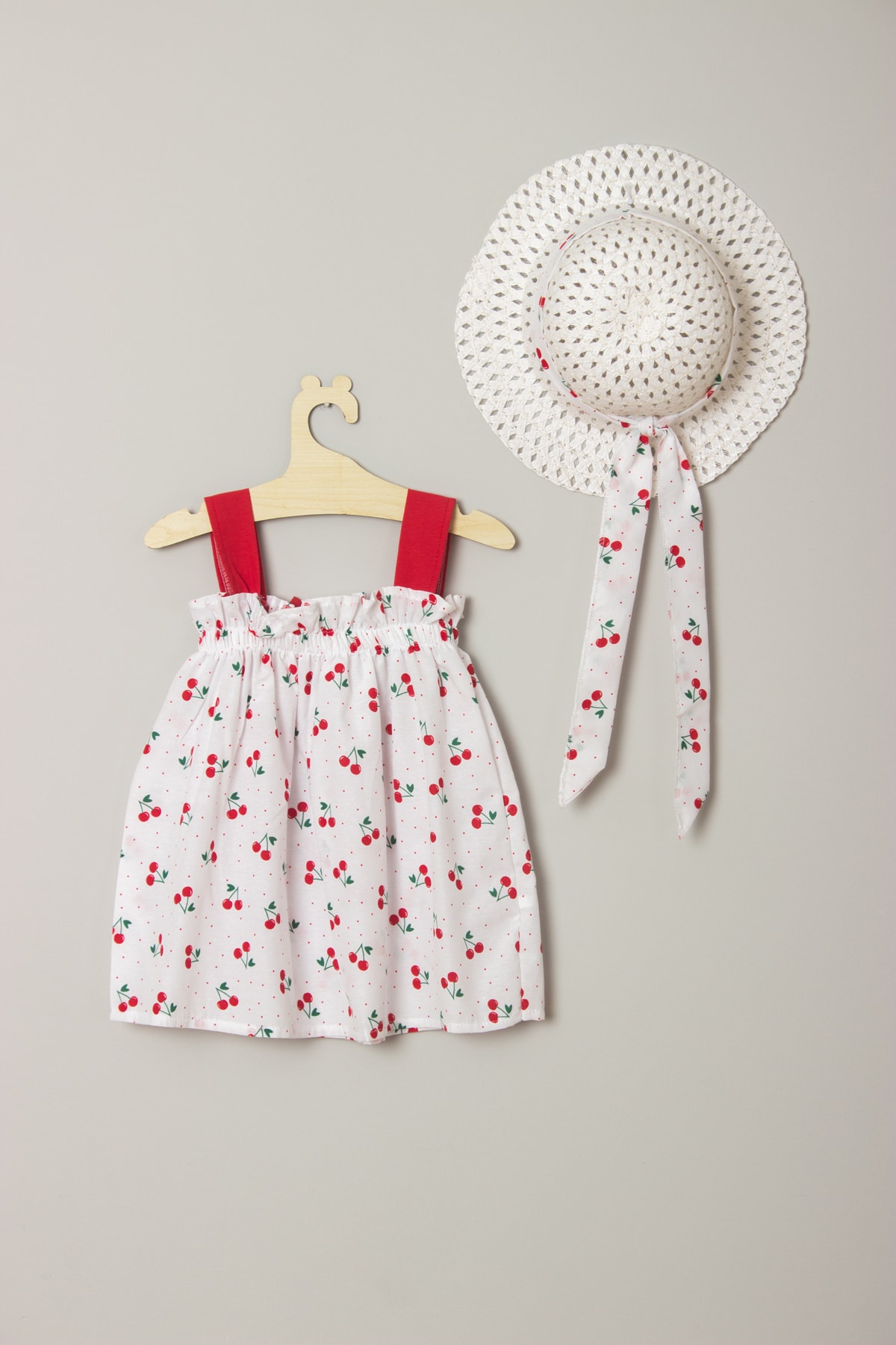 ADABEBEK Yeni Sezon Kurdelalı Fiyonklu Kiraz Elbise fotoğrafı 2 (önizleme)