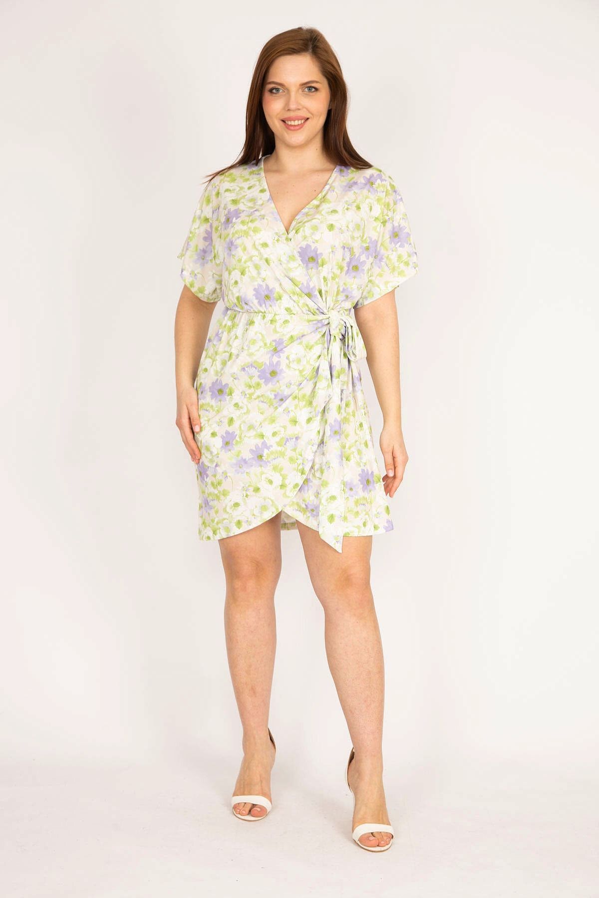 Yellow wrap shop dress plus size