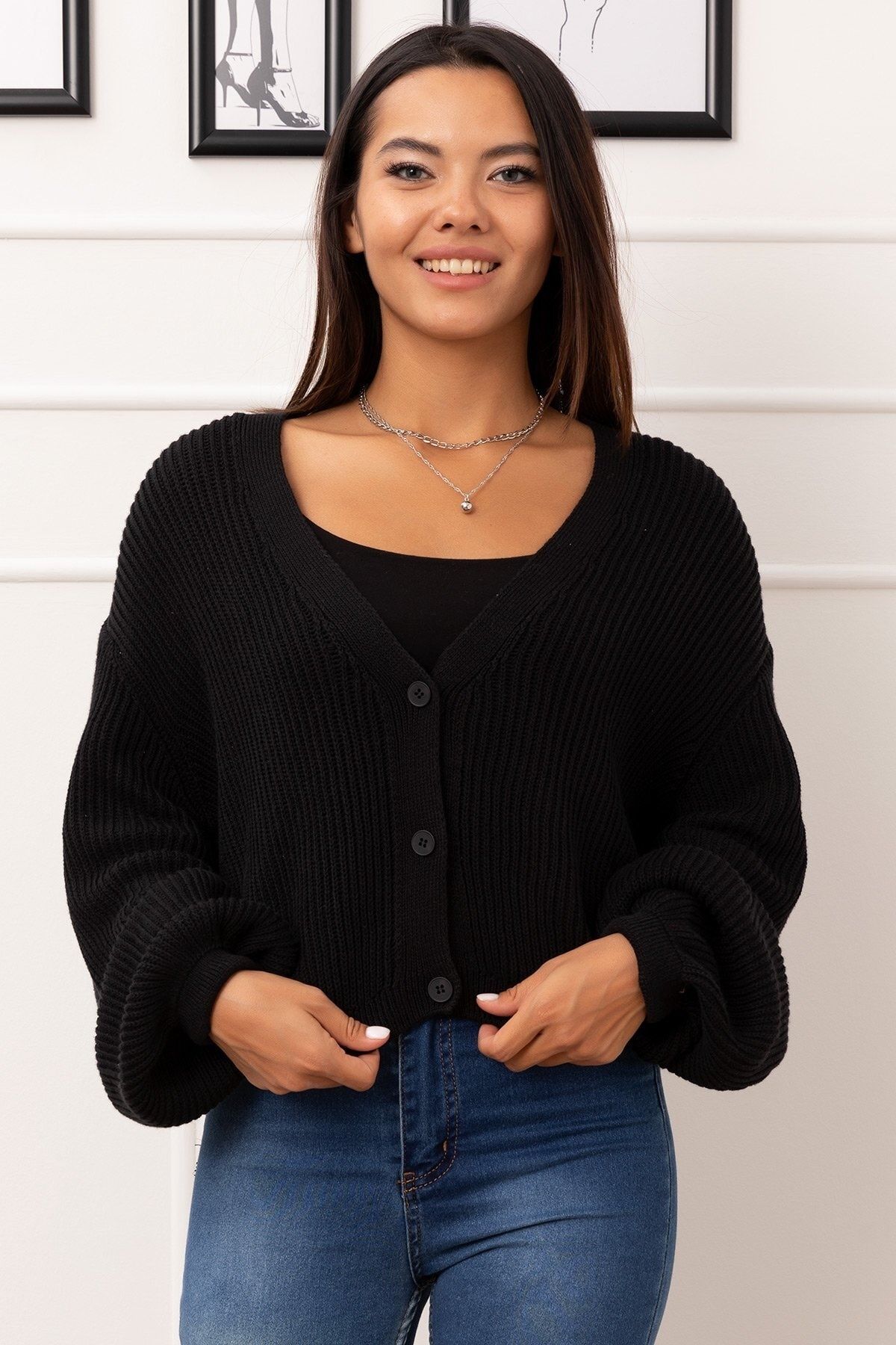 Black 2025 loose cardigan
