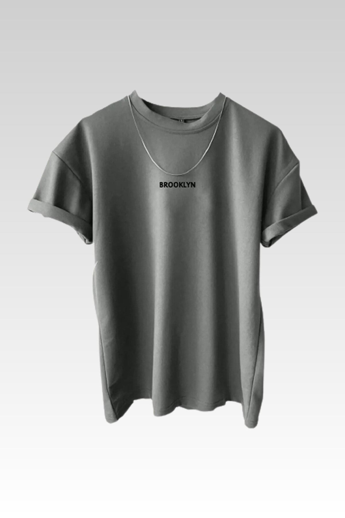 MODAGEN Unisex-T-Shirt mit Brooklyn-Aufdruck im 3er-Pack in Braun-Grau-Weiß