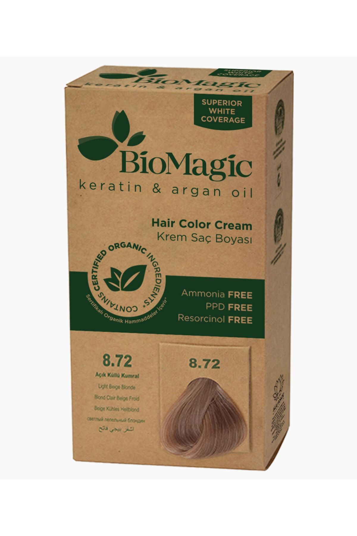رنگ مو مردانه و زنانه ارگانیک طبیعی 8.72 خاکستر باز 60 میل… .208 BioMagic