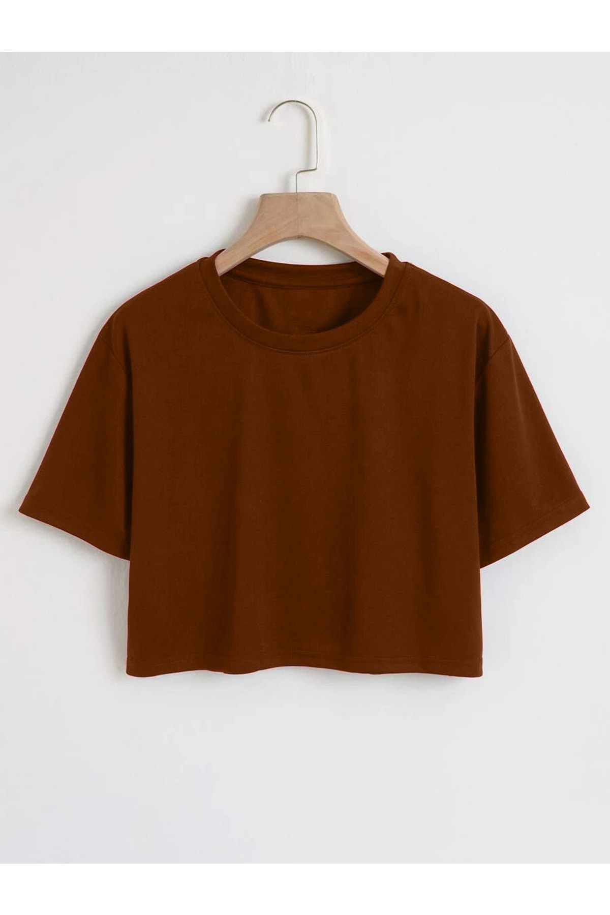 Women's Plain Crew Neck Oversize Crop T-shirt