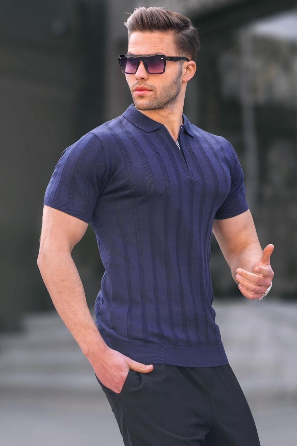 Madmext T-Shirt Dunkelblau Regular Fit