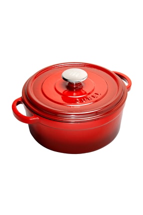 Sürel Aroma Kapak Kırmızı Yuvarlak Derin Döküm Tencere 24 Cm