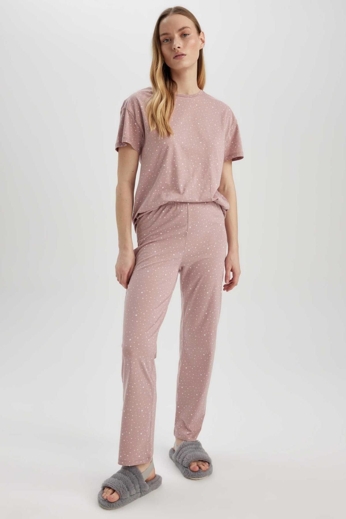 DeFacto Große Größen in Pyjama-Set Rosa Unifarben