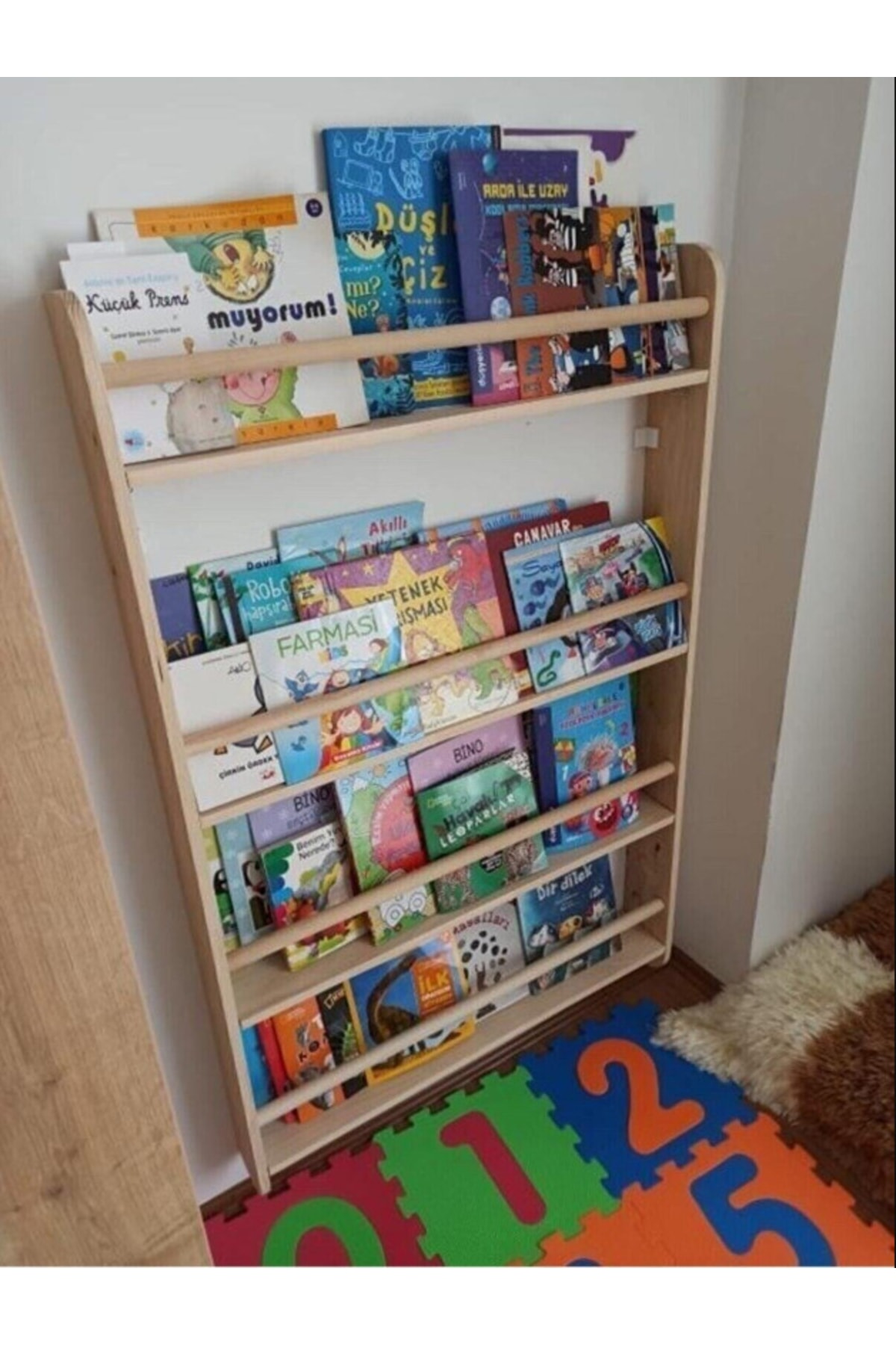 ÇİÇEKLİ AVM Montessori Kitaplık Geniş Model Yuvarlak Çıtalı fotoğrafı 2 (önizleme)