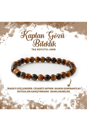 Deniz Doğal Taş Sertifikalı Kaplan Gözü 6mm Doğal Taş Bileklik