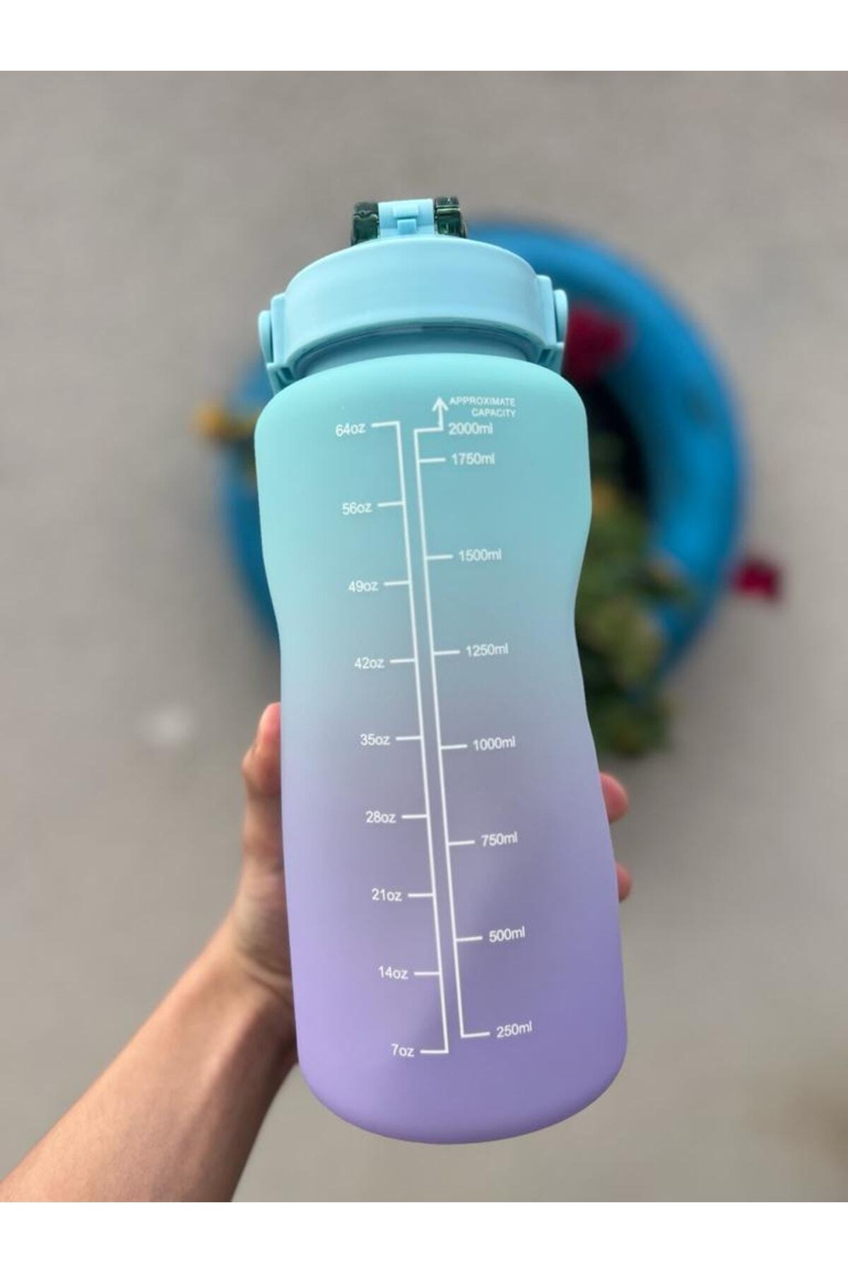 Demirhan Group Motivasyonel Su Matarası 2 Litre Su Şişesi Suluk 2 lt Tritan Spor Salonu Su Şişesi Bpa Içermez