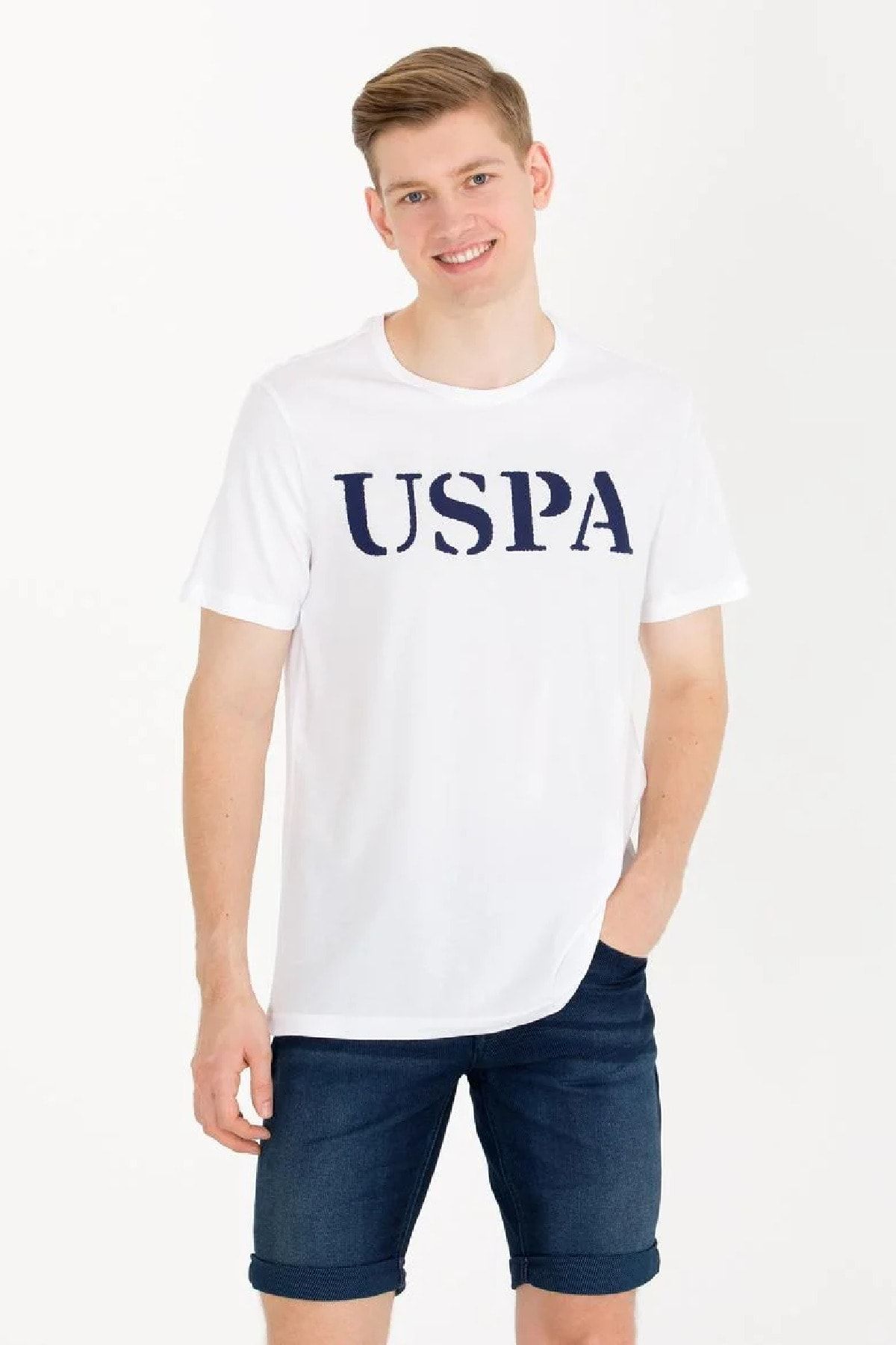 تی شرت سفید مردانه تیشرت یقه خدمه پایه اورجینال U.S. Polo Assn.